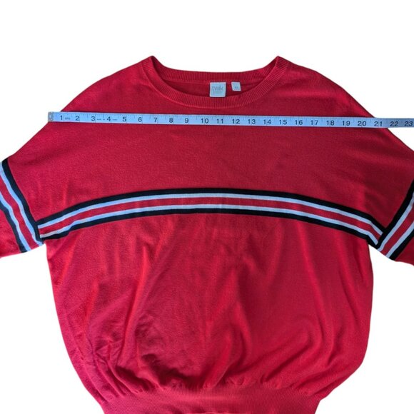 Simons Red Oversized Long Sleeve Sweater with Lined Detail Women Large - Picture 6 of 11